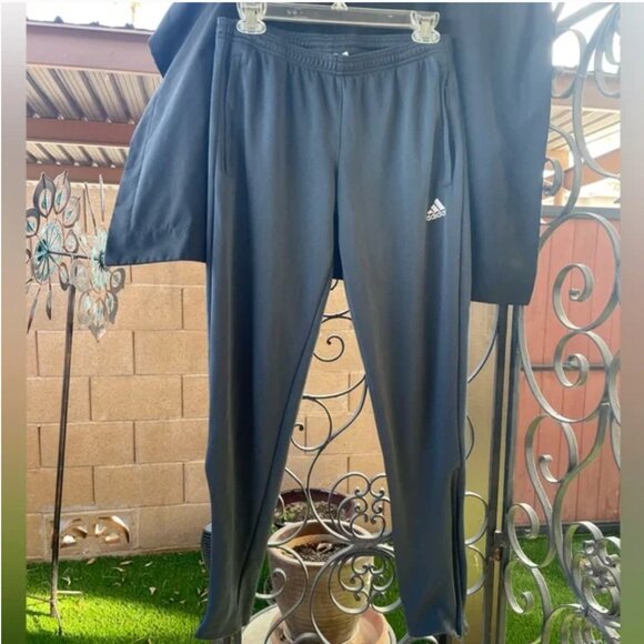 adidas Other - Adidas Climalite Unisex Stretch Elastic Waist Ankle Zippers Black Sweatpants